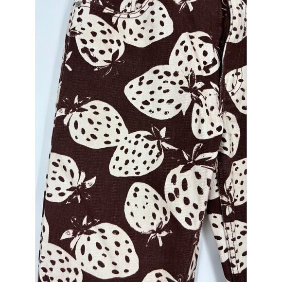 NWOT BDG Brown and White Strawberry Print 90’s Bootcut Jeans 27 - Picture 3 of 5